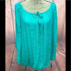 🆕 new direction large ladder sleeve tie neck top